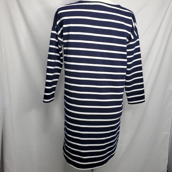 BB DAKOTA dress Dinah navy blue stripe ponte shift jersey M - Picture 4 of 10